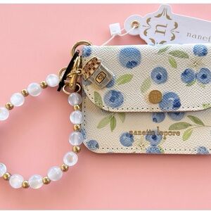 Nanette Lepore White Floral Beaded Wristlet Key Pouch